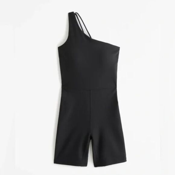 Abercrombie Fitch YPB SculptLux Romper XS One Shoulder Black Stretch Athletic - Picture 1 of 11